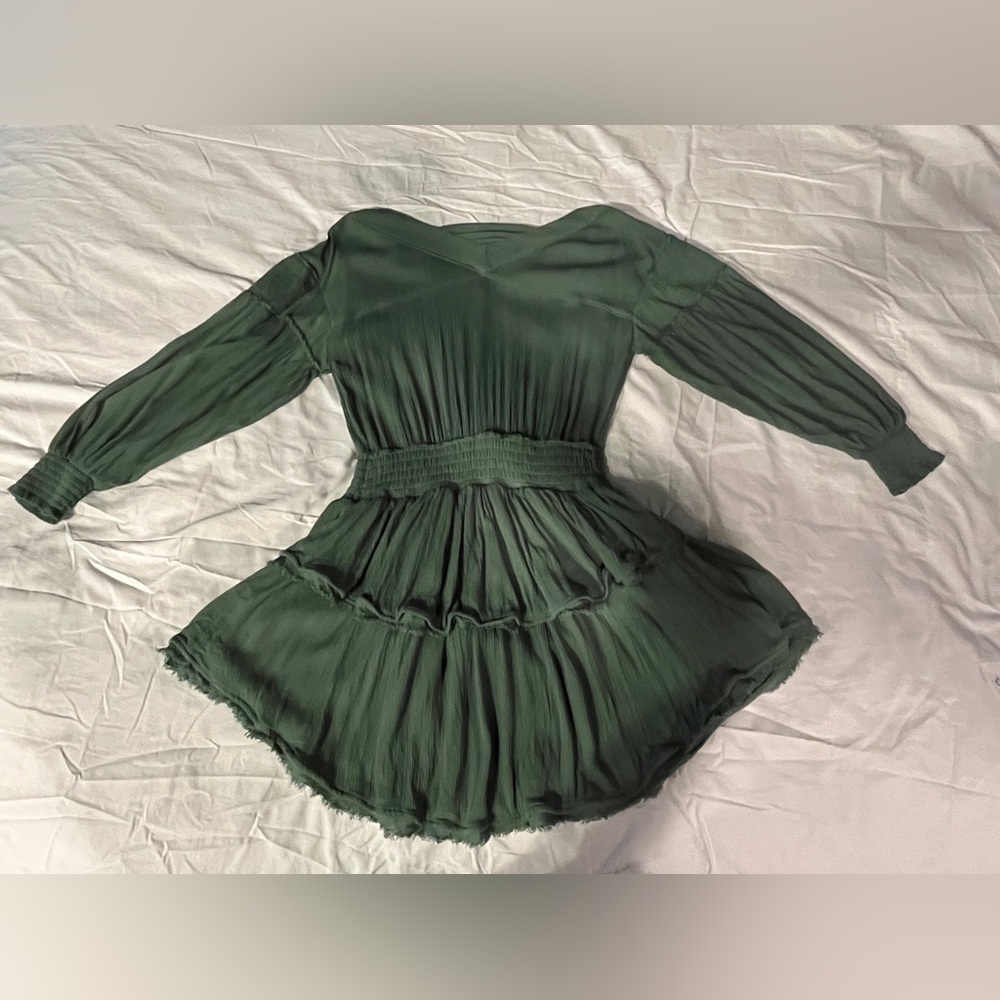 Free People Green Long-Sleeve Mini Dress, Size XS - Picture 3 of 9